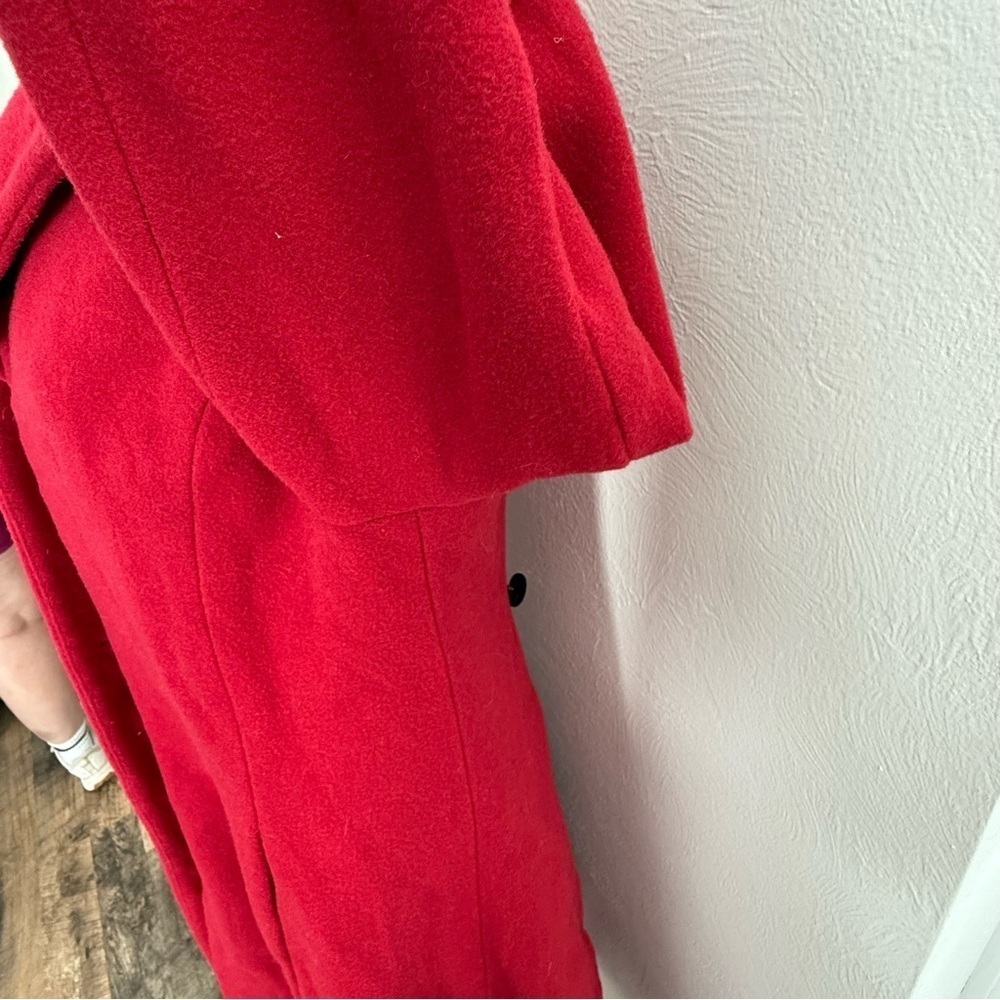 JG Hook 100% Wool Red Coat Black Velvet Inner Hood and Buttons Size 8 - Picture 15 of 16